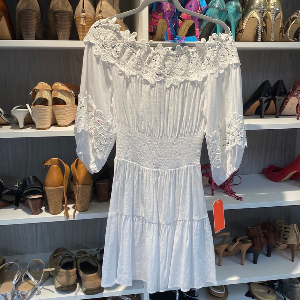 Gianni bini off the shoulder white sundress.